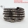 five layer silver nugget skull beaded leather wrap bracelets