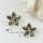 flower seawater rainbow abalone white oyster shell mother of pearl and crystal rhinestone stud earrings