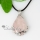 flower teardrop semi precious stone amethyst tiger's-eye rose quartz necklaces pendants