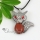 fox tiger's eye rose quartz glass opal jade natural semi precious stone rhinestone necklaces pendants