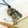 genuine leather antiquity silver oblong pendant adjustable long necklaces