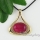 oval tiger's-eye amethyst rose quartz jade agate semi precious stone openwork necklaces with pendants