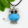 owl turquoise jade agate semi precious stone rhinestone necklaces pendants