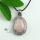 rhombus rose quartz jade semi precious stone necklaces pendants