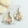 round flower rhinestone cameo patchwork rainbow abalone penguin pink white oyster sea shell mother of pearl rhinestone dangle earrings