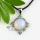 round openwork rose quartz glass opal agate semi precious stone necklaces pendants