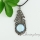 round peacock feather glass opal rose quartz cat's eye agate semi precious stone openwork necklaces with pendants