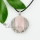 round tigereye agate rose quartz amethys glass opal semi precious stone rhinestone necklaces pendants