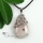 teardrop flower rose quartz glass opal jade amethyst semi precious stone rhinestone necklaces pendants