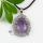 teardrop tigereye rose quartz amethyst glass opal jade agate semi precious stone rhinestone necklaces pendants