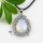 teardrop tigereye rose quartz amethyst glass opal jade agate semi precious stone rhinestone necklaces pendants