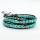 turquoise silver skull beaded double wrap leather bracelets