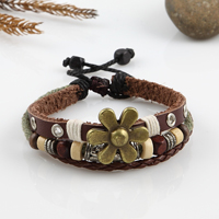 Leather charm bracelets adjustable
