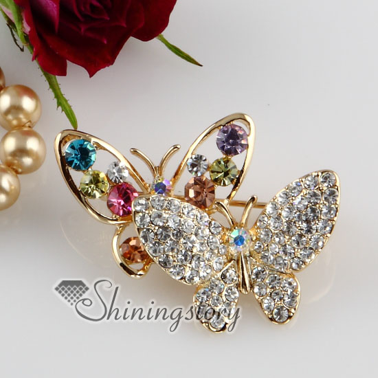Hosaire 1X Fashion Brooches Rose Crystal Bridal Brooch Pin Rhinestone Covered Scarves Shawl Clip For Women Ladies Girls Blue