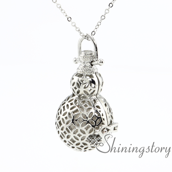 5PC Silver Plated Ball Locket Rose Flower Pendant Oil Diffuser Necklace 18*18mm 