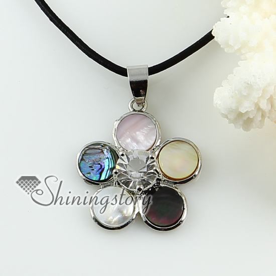 flower mother of pearl necklaces pendants rhinestone genuine leather yellow oyster shell pink oyster shell penguin oyster shell rainbow abalone