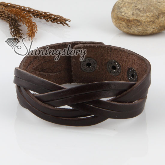 genuine leather woven buckle wristbands bracelets unisex