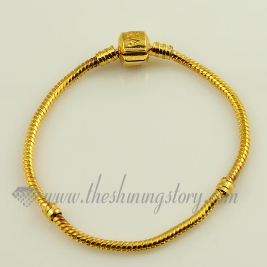gold plated european bracelets fit for large hole charms beads