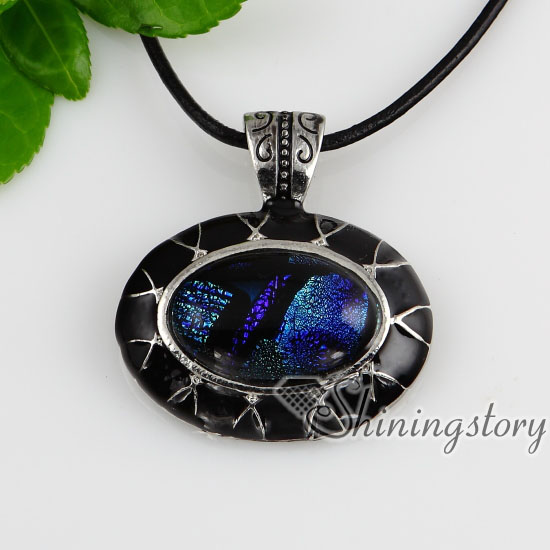 olive enameled dichroic foil glass necklaces with pendants silver ...