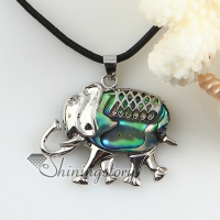 elephant rainbow abalone seashell mother of pearl oyster sea shell silver plated pendant necklaces