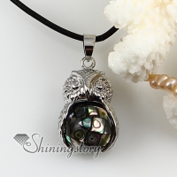owl ball patchwork turn rainbow abalone penguin oyster mother of pearl sea shell silver plated necklaces pendants