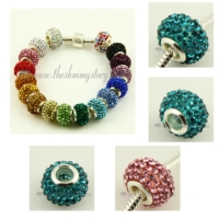 200pc rhinestone big hole beads for fit charms bracelets