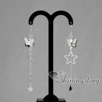 925 sterling silver filled brass glitter ball butterfly star dangle earrings