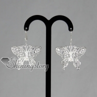 925 sterling silver filled brass openwork butterfly dangle earrings