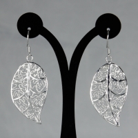 925 sterling silver filled brass openwork leaf dangle earrings