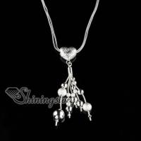 925 sterling silver filled brass tassel glitter ball heart pendants necklaces