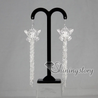 925 sterling silver filled brass tassel openwork butterfly dangle earrings