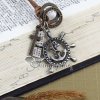 anchor leather long chain pendants necklaces