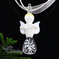 angel flower inside murano glass neckalce pendants jewelry