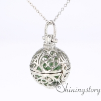 ball heart locket necklace aromatherapy vaporizer locket silver essential oil diffuser necklace diy metal volcanic stone openwork necklaces