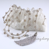 boho tassel necklace crystal beaded tassel pendant necklaces bohemian jewelry hippie jewellery bohemian accessories gypsy jewelry