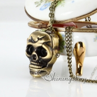 brass antique style skull pocket watch pendant long chain necklaces for men and women unisex