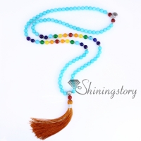 chakra necklace 108 prayer beads seven chakra crystal necklaces healing stone necklace spiritual jewelry