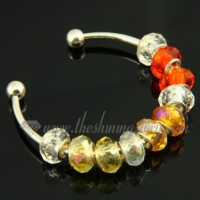 charms bangle bracelets with rainbow crystal big hole beads