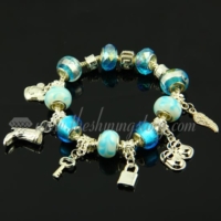 charms silver bracelets with european murano glass beads