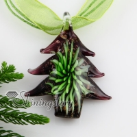 christmas tree flower inside murano glass neckalce pendants