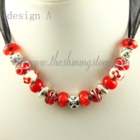 european charms necklaces with lampwork glass crystal beads