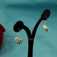 filigree 925 sterling silver plated heart dangle earrings
