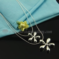flower 925 sterling silver plated snake chain necklaces jewelry