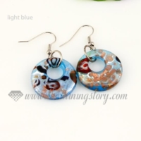 flower foil lampwork murano glass earrings jewelry