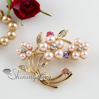 flower pearls rhinestone pin scarf brooch jewelry