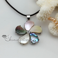 flower seawater rainbow abalone yellow white pink white oyster shell mother of pearl and rhinestone crystal necklaces pendants