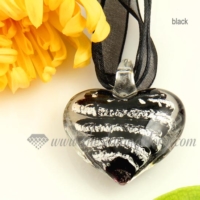 foil heart lines lampwork murano glass necklaces pendants jewelry