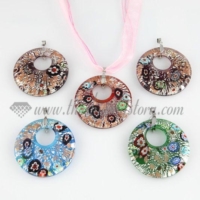 foil millefiori lampwork murano glass necklace pendant jewelry