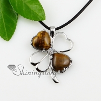 four leaf shamrock heart tigereye turquoise agate semi precious stone necklaces pendants