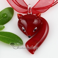 fox lampwork murano glass necklace pendants jewellery